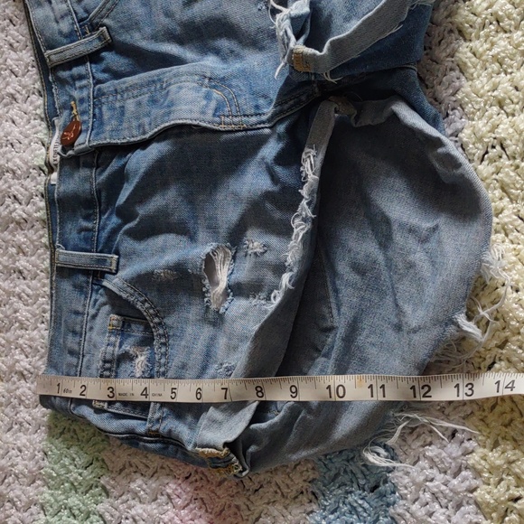 One X Oneteaspoon Size 26 Button Fly Blue Distressed Denim Shorts - Picture 10 of 16